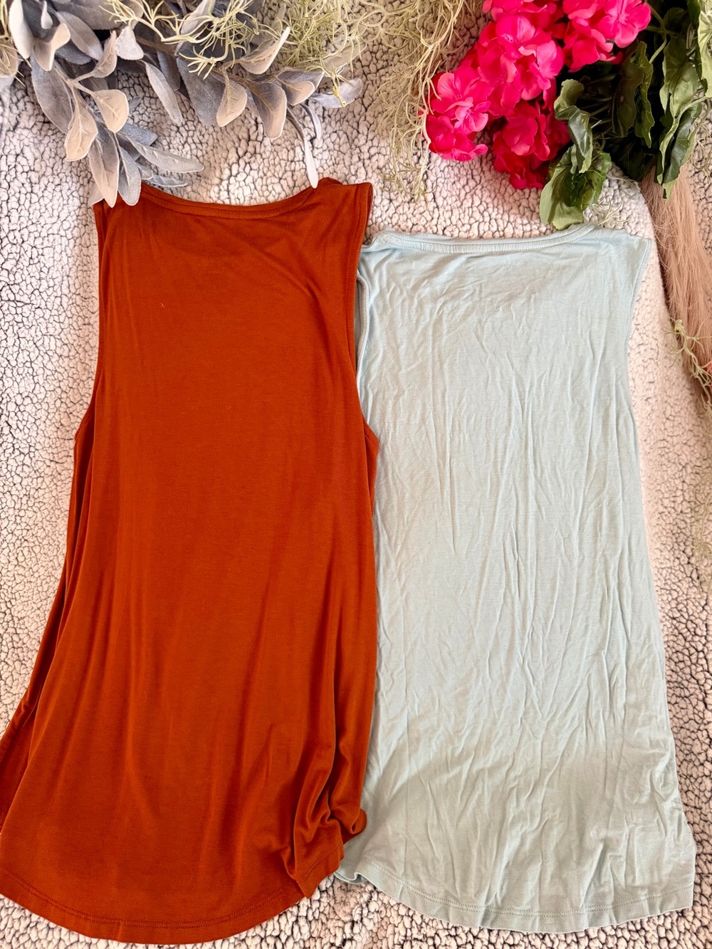Bundle! Women’s Sleeveless Tank Top - Rust and Light Blue - Picture 4 of 4
